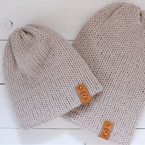 Kids Blush pink toque, beanie, hat, knit slouchy hat, mommy and me, win…